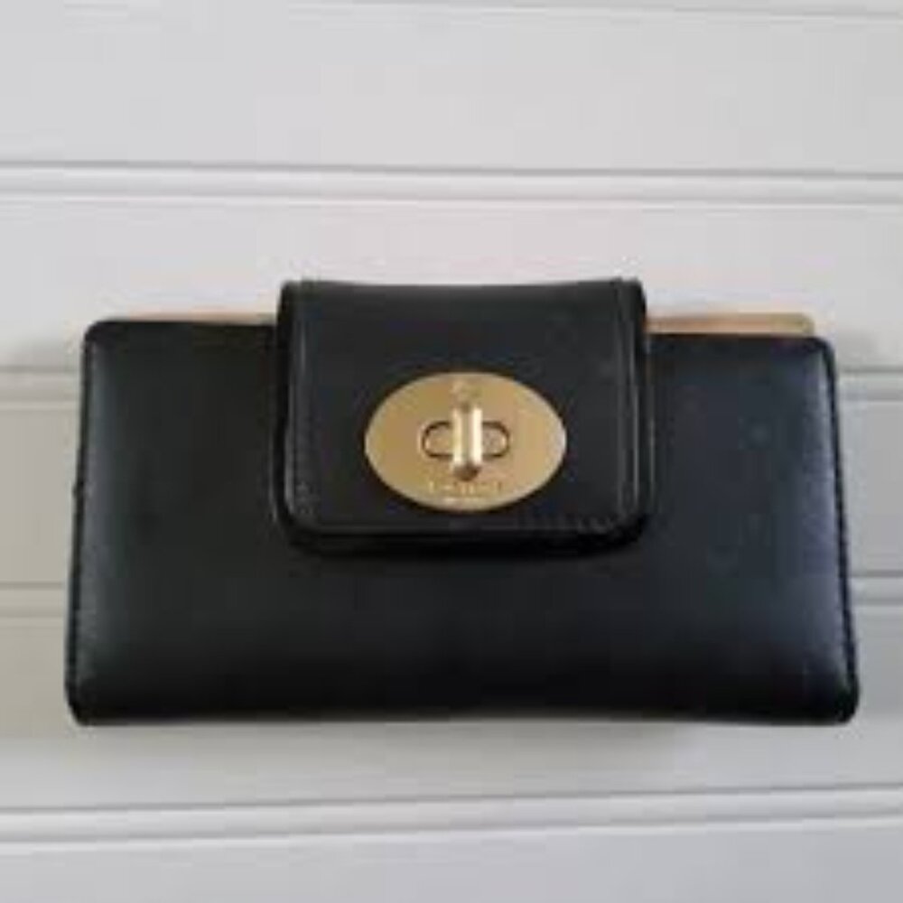 Kate Spade Hampton Road Stacy Leather Turnlock Wallet, Black